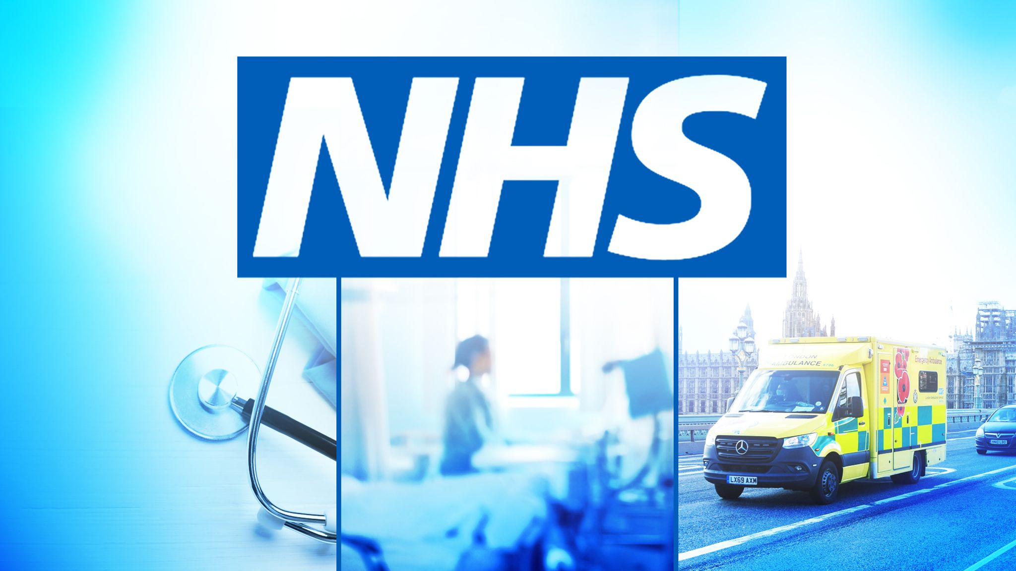 NHS corridor showing a nurse and patients